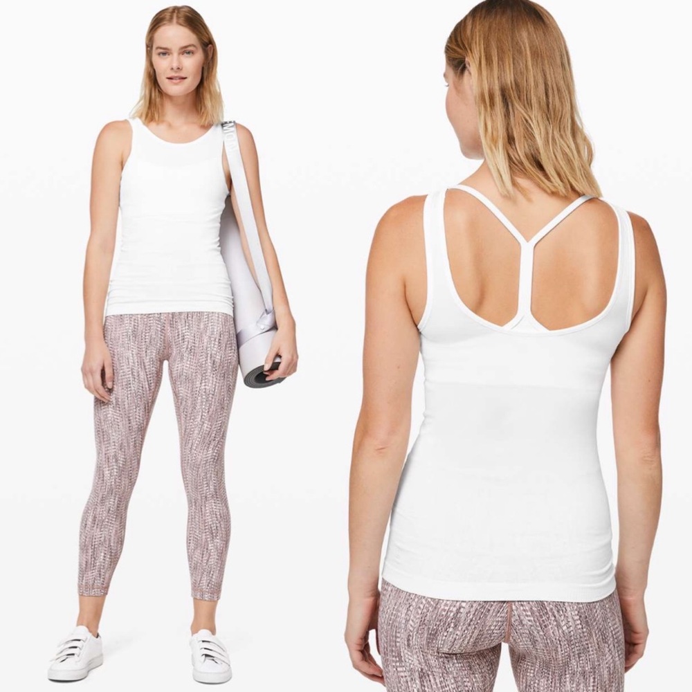 Lululemon Seek Simplicity Tank in White Ribbed Reversible Tank Top sz 6